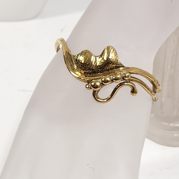 Artisian made brass cuff bracelet ornate abstract butterfly - Picture 3 of 8